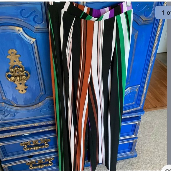 womens striped wide leg pants